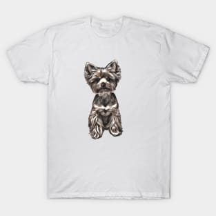 Cute Yorkie Yorkshire Terrier Illustration T-Shirt